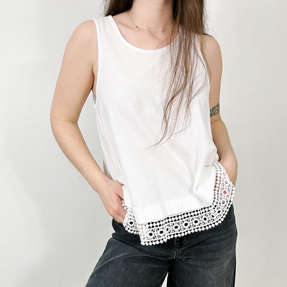 *a.n.a White Tank Top with Lace Trim - Picture 3 of 8